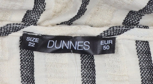 Dunnes Women Beige Striped Cotton Linen Plus Size 22 Sleeveless Slip Dress