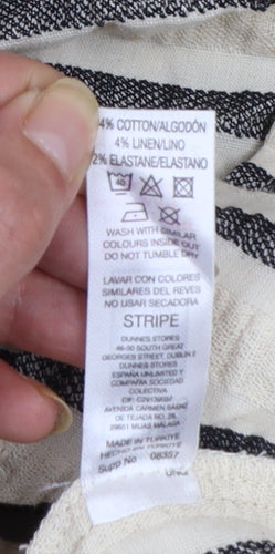 Dunnes Women Beige Striped Cotton Linen Plus Size 22 Sleeveless Slip Dress