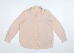 Marks and Spencer Women Beige Long Sleeve Button-Up Blouse M
