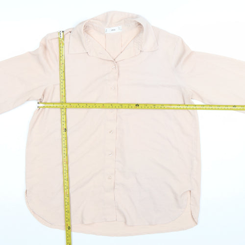Marks and Spencer Women Beige Long Sleeve Button-Up Blouse M