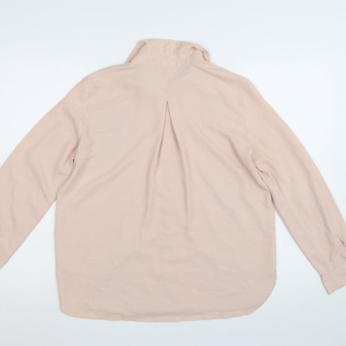 Marks and Spencer Women Beige Long Sleeve Button-Up Blouse M