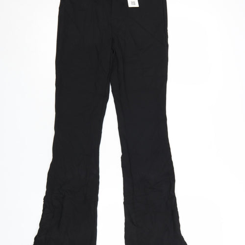 Zara Women Black XS Flared Trousers Polyester Blend