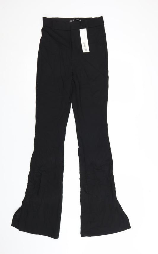 Zara Women Black XS Flared Trousers Polyester Blend