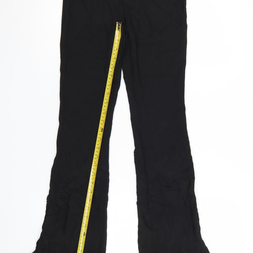 Zara Women Black XS Flared Trousers Polyester Blend