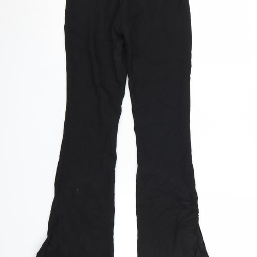 Zara Women Black XS Flared Trousers Polyester Blend