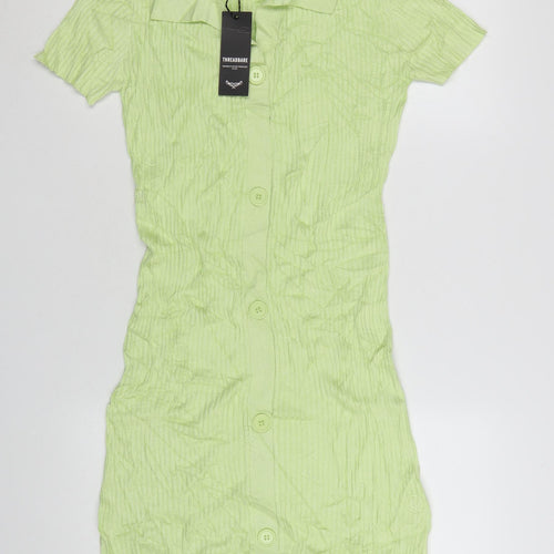 Threadbare Women's Green Short Sleeve Collared Shirt Dress Size 8