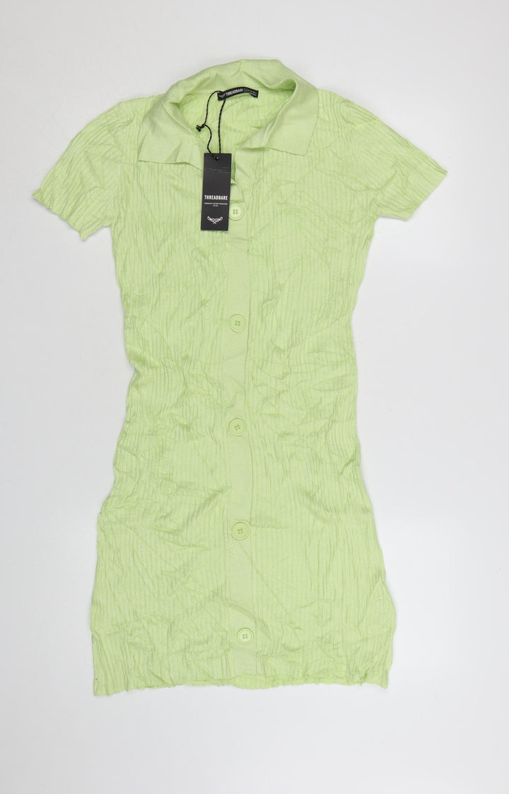 Threadbare Women's Green Short Sleeve Collared Shirt Dress Size 8