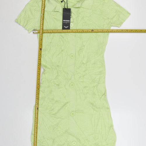 Threadbare Women's Green Short Sleeve Collared Shirt Dress Size 8