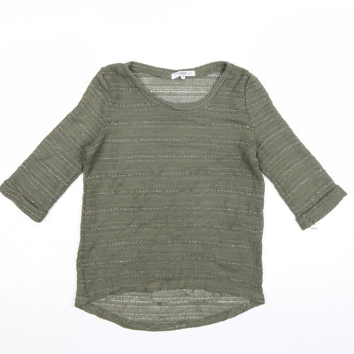 New Look Women’s Green Open-Knit 3/4 Sleeve Jumper Size 10