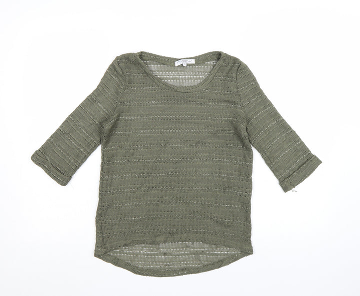 New Look Women’s Green Open-Knit 3/4 Sleeve Jumper Size 10