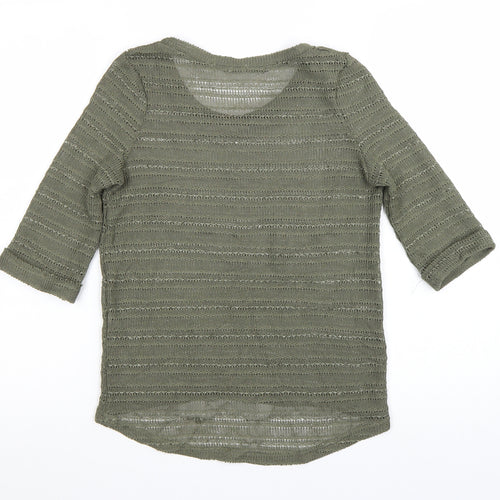 New Look Women’s Green Open-Knit 3/4 Sleeve Jumper Size 10