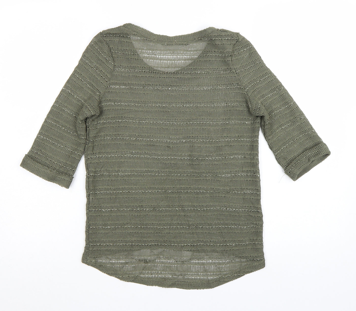 New Look Women’s Green Open-Knit 3/4 Sleeve Jumper Size 10