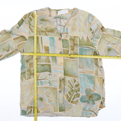 Gallery Women's Multicoloured Geometric V-Neck Tunic Blouse Size 12