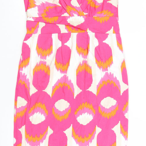 Boden Women’s Pink Geometric V-Neck Sheath Dress Size 12