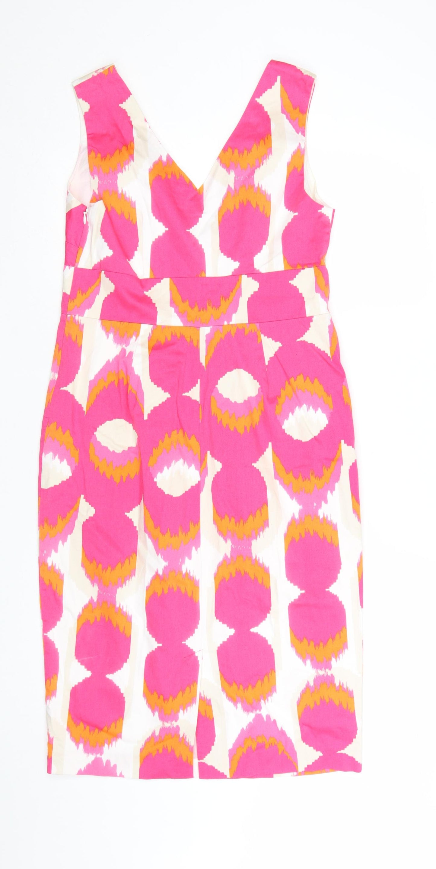 Boden Women’s Pink Geometric V-Neck Sheath Dress Size 12