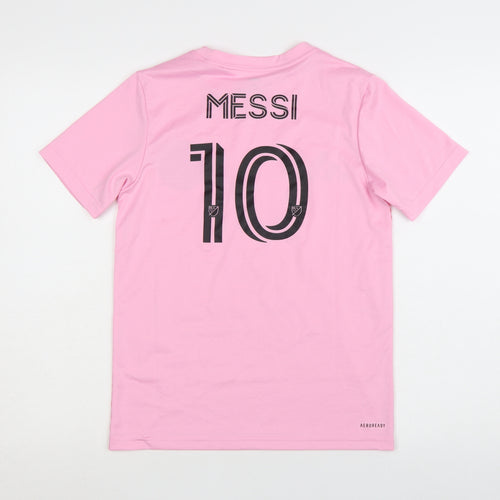 Adidas Women's Pink Inter Miami CF Messi 10 Football T-Shirt M