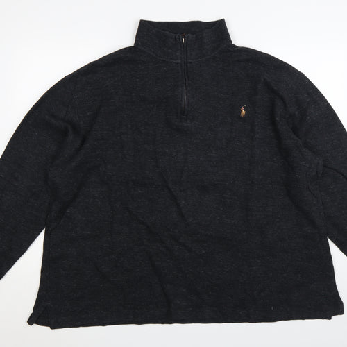 Polo Ralph Lauren Men's Black 3XL Henley 1/4 Zip Sweatshirt