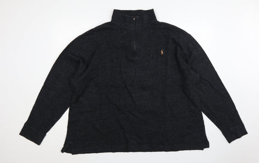 Polo Ralph Lauren Men's Black 3XL Henley 1/4 Zip Sweatshirt