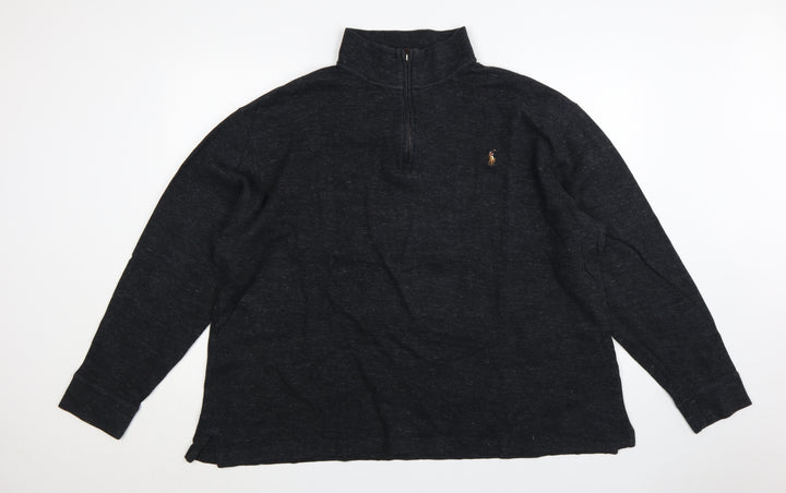 Polo Ralph Lauren Men's Black 3XL Henley 1/4 Zip Sweatshirt