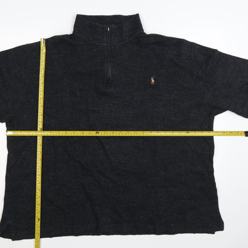 Polo Ralph Lauren Men's Black 3XL Henley 1/4 Zip Sweatshirt