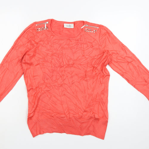 Wallis Women Pink Petite Size 12 Studded Shoulder Pullover Jumper