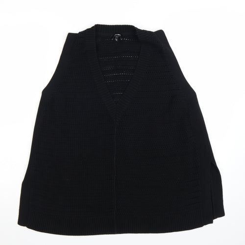 ME+EM Womens Black V-Neck Sleeveless Knit Cotton Vest L