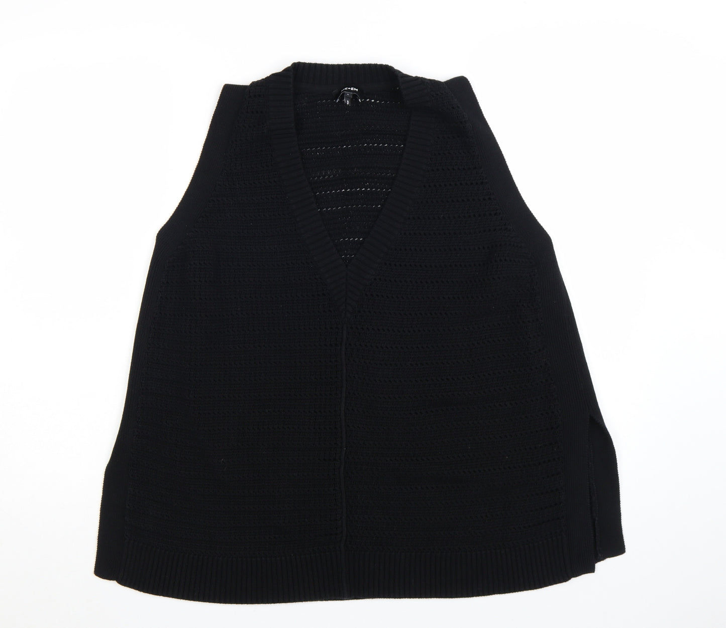 ME+EM Womens Black V-Neck Sleeveless Knit Cotton Vest L