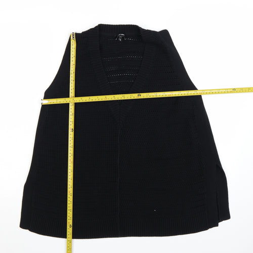 ME+EM Womens Black V-Neck Sleeveless Knit Cotton Vest L
