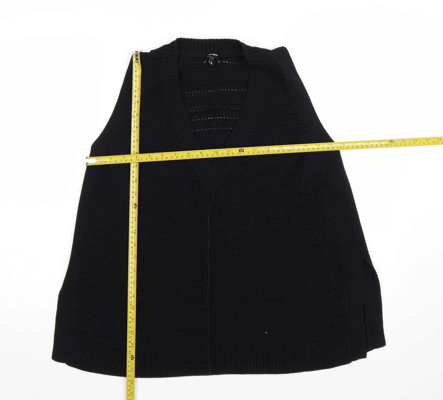 ME+EM Womens Black V-Neck Sleeveless Knit Cotton Vest L