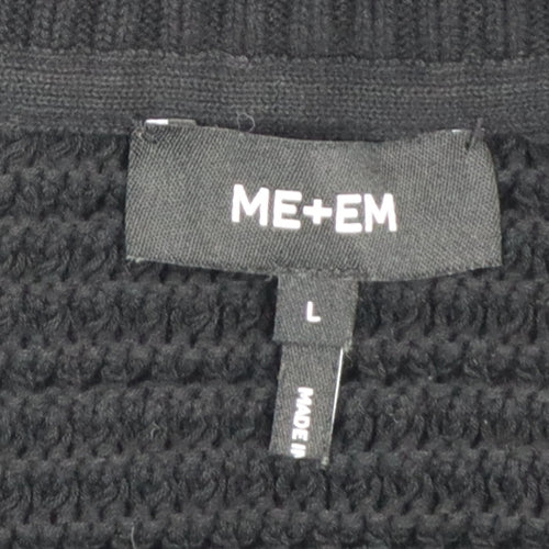 ME+EM Womens Black V-Neck Sleeveless Knit Cotton Vest L