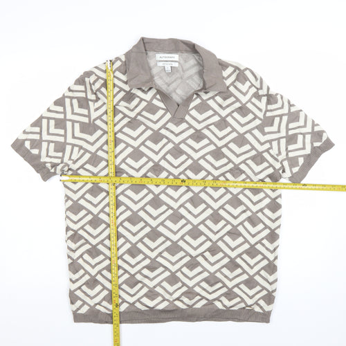 Marks and Spencer Women’s Brown Geometric Collared Knit Jumper XL