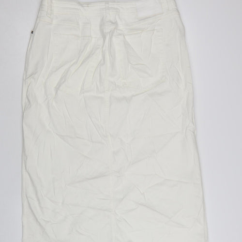 Marks and Spencer Women’s White Cotton Blend Knee Length Pencil Skirt Size 18