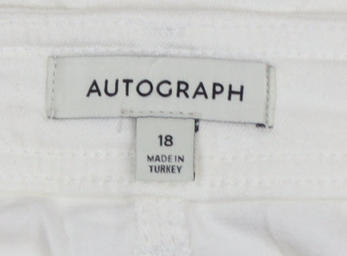 Marks and Spencer Women’s White Cotton Blend Knee Length Pencil Skirt Size 18