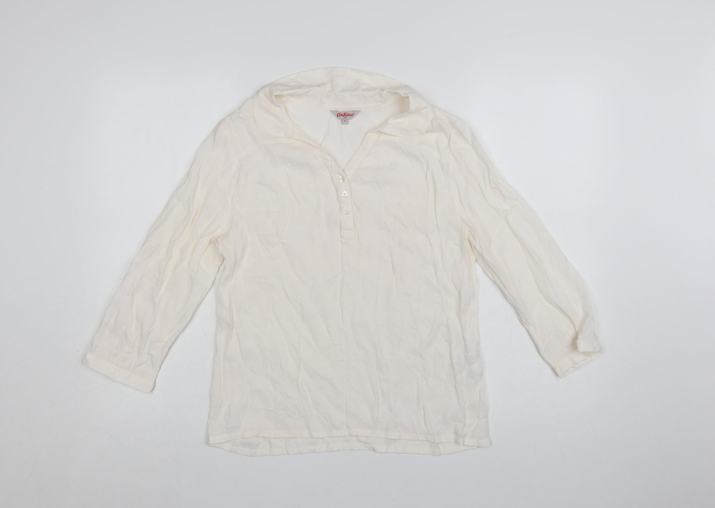 Cath Kidston Women Ivory Viscose Long Sleeve Tunic Blouse UK 10