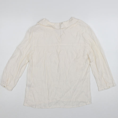 Cath Kidston Women Ivory Viscose Long Sleeve Tunic Blouse UK 10