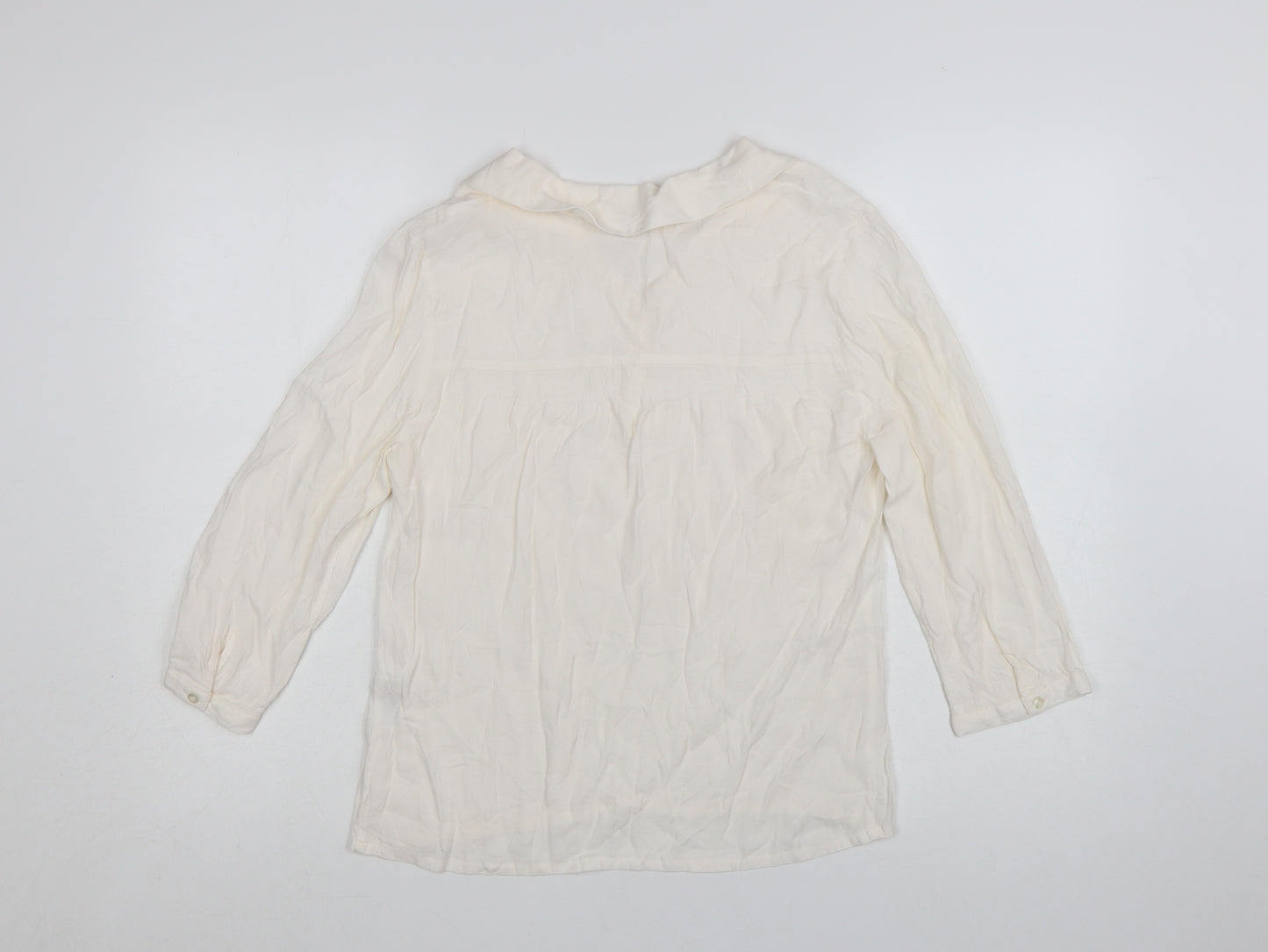Cath Kidston Women Ivory Viscose Long Sleeve Tunic Blouse UK 10