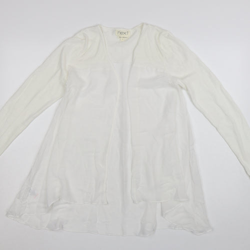 Next Women White Long Sleeve Tunic Blouse Size 8 Cotton Blend