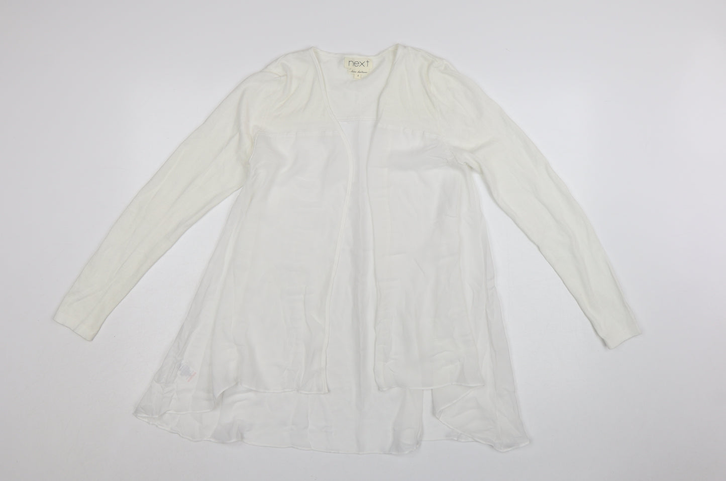 Next Women White Long Sleeve Tunic Blouse Size 8 Cotton Blend
