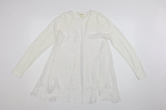 Next Women White Long Sleeve Tunic Blouse Size 8 Cotton Blend