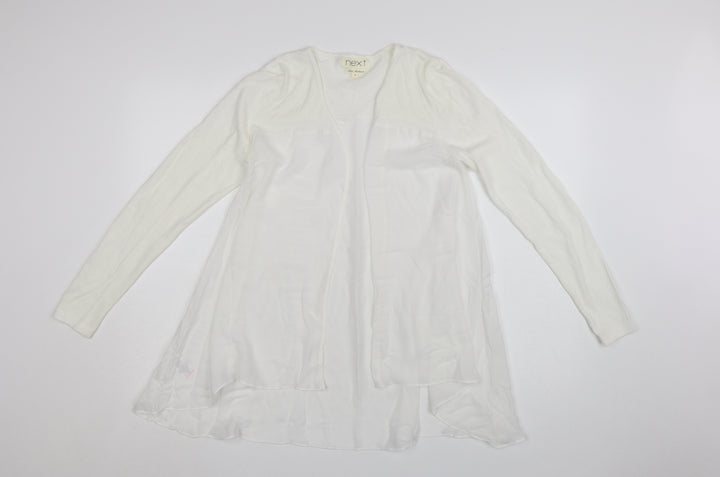Next Women White Long Sleeve Tunic Blouse Size 8 Cotton Blend
