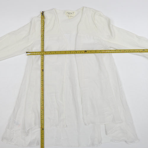 Next Women White Long Sleeve Tunic Blouse Size 8 Cotton Blend