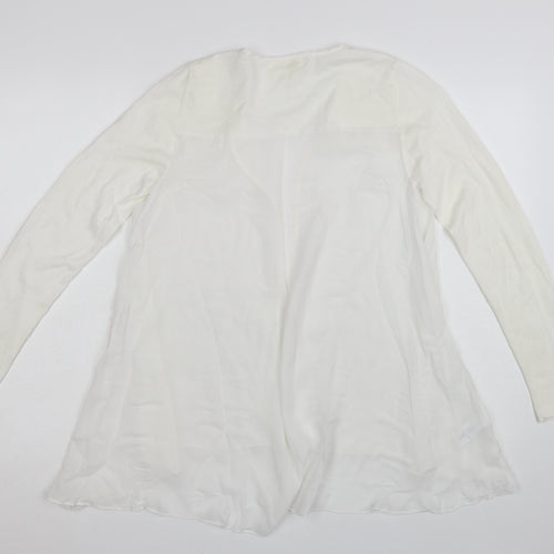 Next Women White Long Sleeve Tunic Blouse Size 8 Cotton Blend
