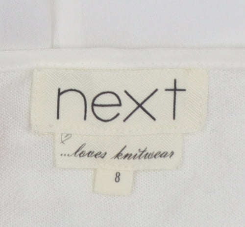 Next Women White Long Sleeve Tunic Blouse Size 8 Cotton Blend