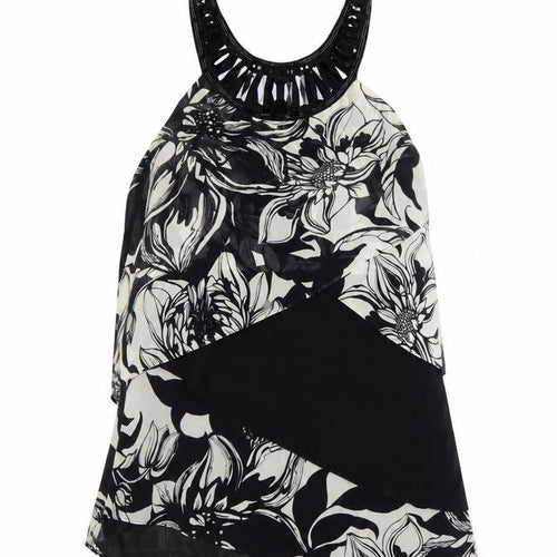Karen Millen Women's Black Floral Halter Chiffon Blouse Size 10