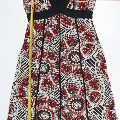 Amara Women's Red Geometric Fit & Flare Summer Dress Size 14
