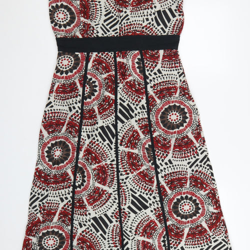 Amara Women's Red Geometric Fit & Flare Summer Dress Size 14