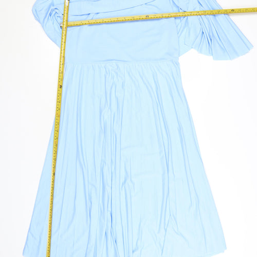 ASOS Women Blue Size 14 One Shoulder A-Line Dress