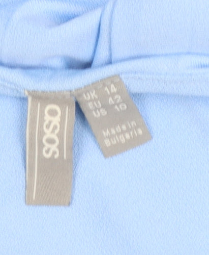 ASOS Women Blue Size 14 One Shoulder A-Line Dress