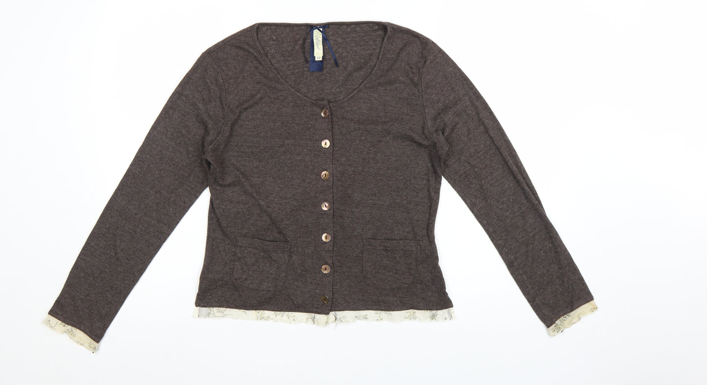 Mistral Women Brown Cardigan Size 14 Cotton Blend Long Sleeve