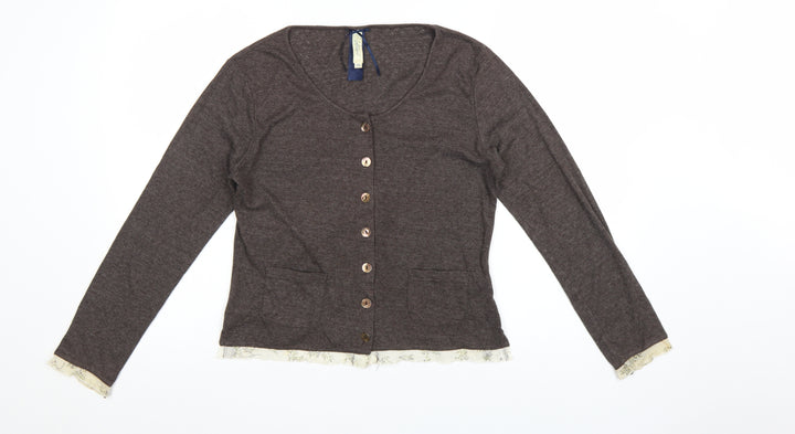 Mistral Women Brown Cardigan Size 14 Cotton Blend Long Sleeve